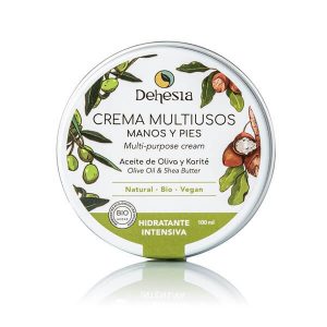 Dehesia ha diseñado esta crema hidratante multiusos con aceite de oliva, caléndula y manteca de karité. Natural y ecológica.