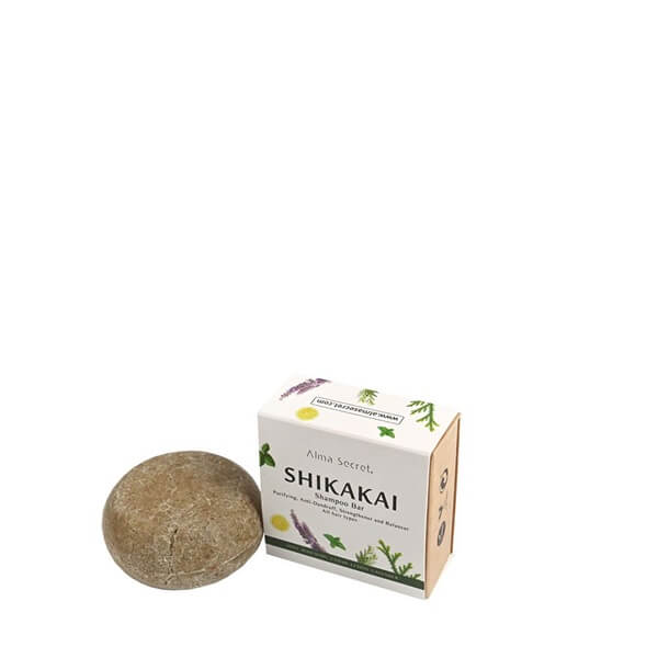 Champú Sólido Shikakai Alma Secret alivia la caspa, descamación o dermatitis seborreica.
