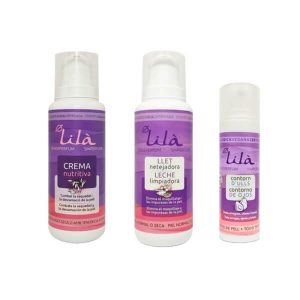 Pack Cosmética Sin Perfume de Lila Cosmetics: Crema Nutritiva, Contorno de Ojos y Leche Limpiadora, ideal pieles sensibles.