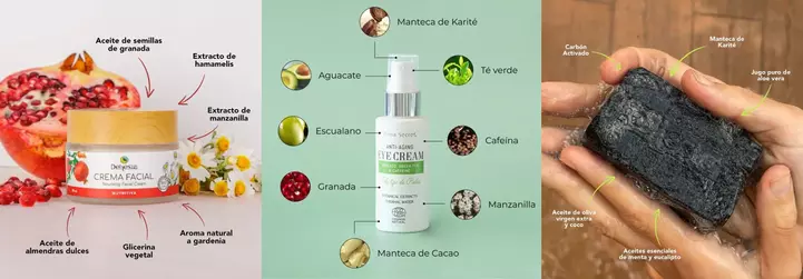 Ingredientes naturales: aceites, mancetas